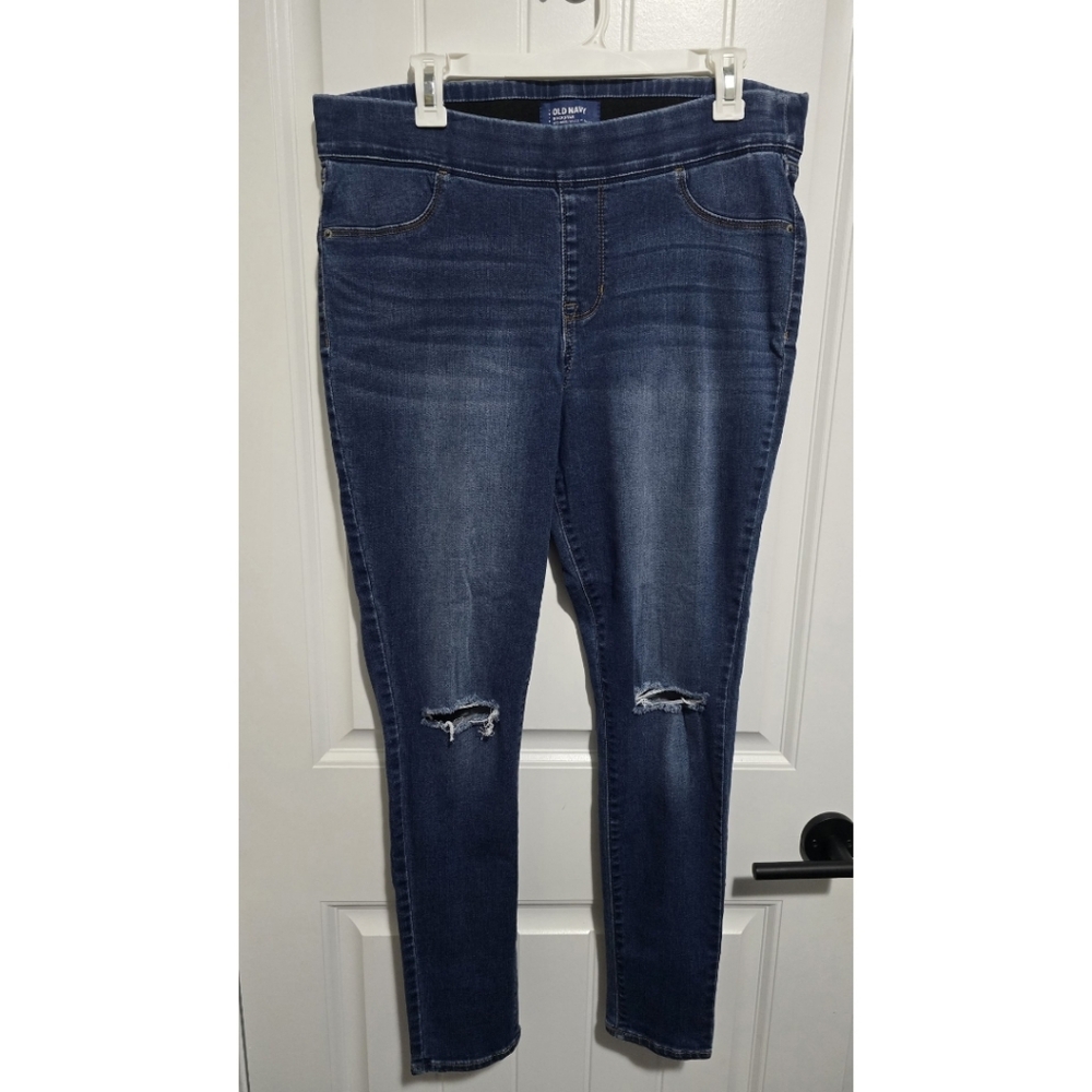 Old Navy Mid Rise Rockstar Womens Elastic Waist Stretch Jeans Size 14